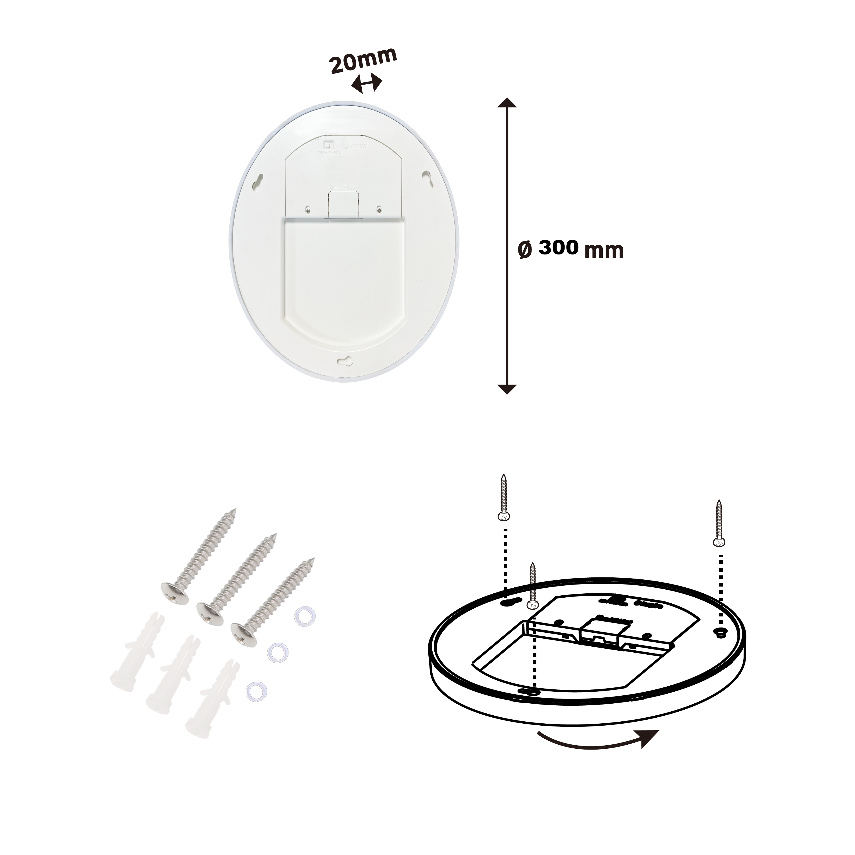 Spot à fixer LED Sanoa, D.30 cm, variations blancs et intensité, INSPIRE noir - 8