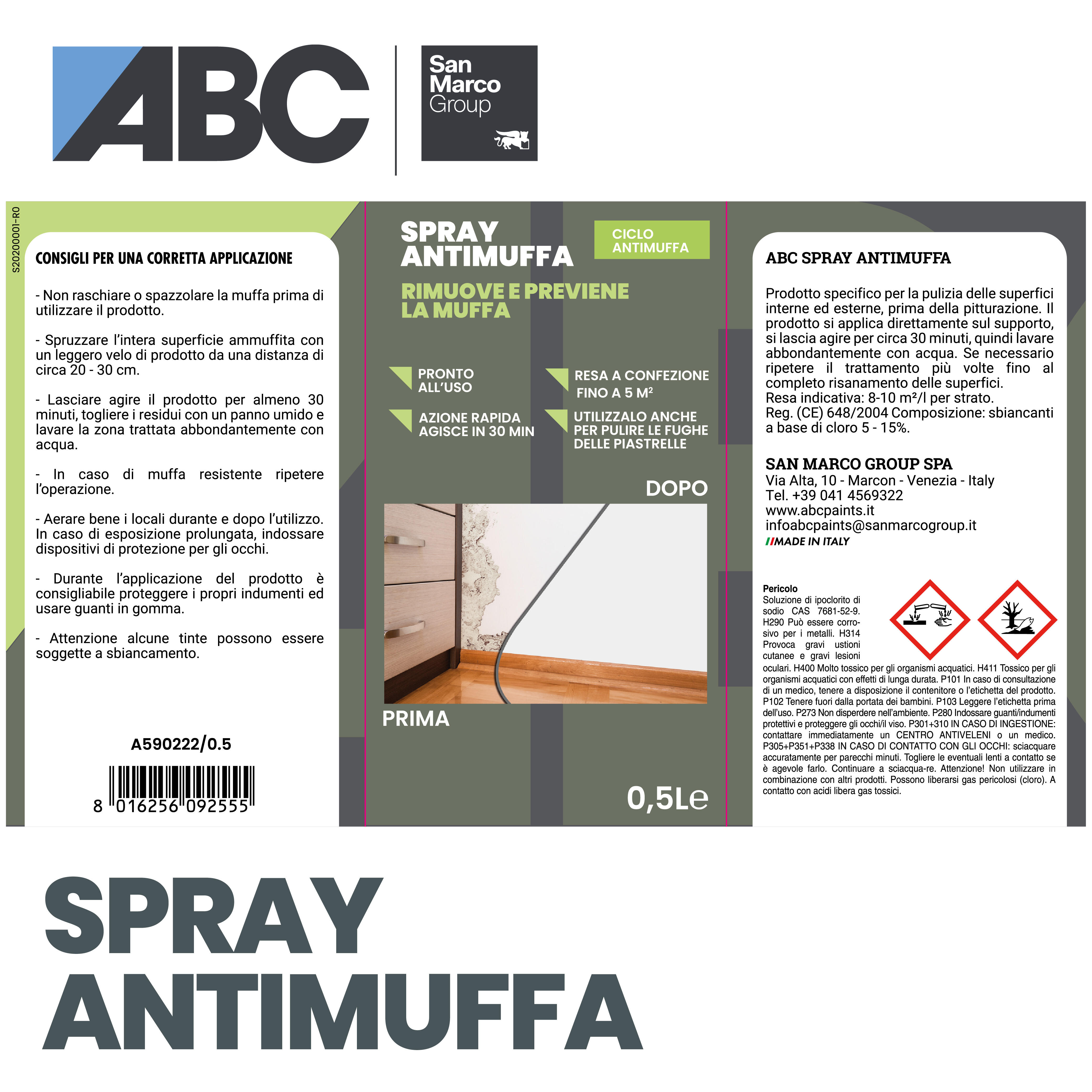 ZOMAHOME Spray Antimuffa per Muri Interni ad azione prolungata