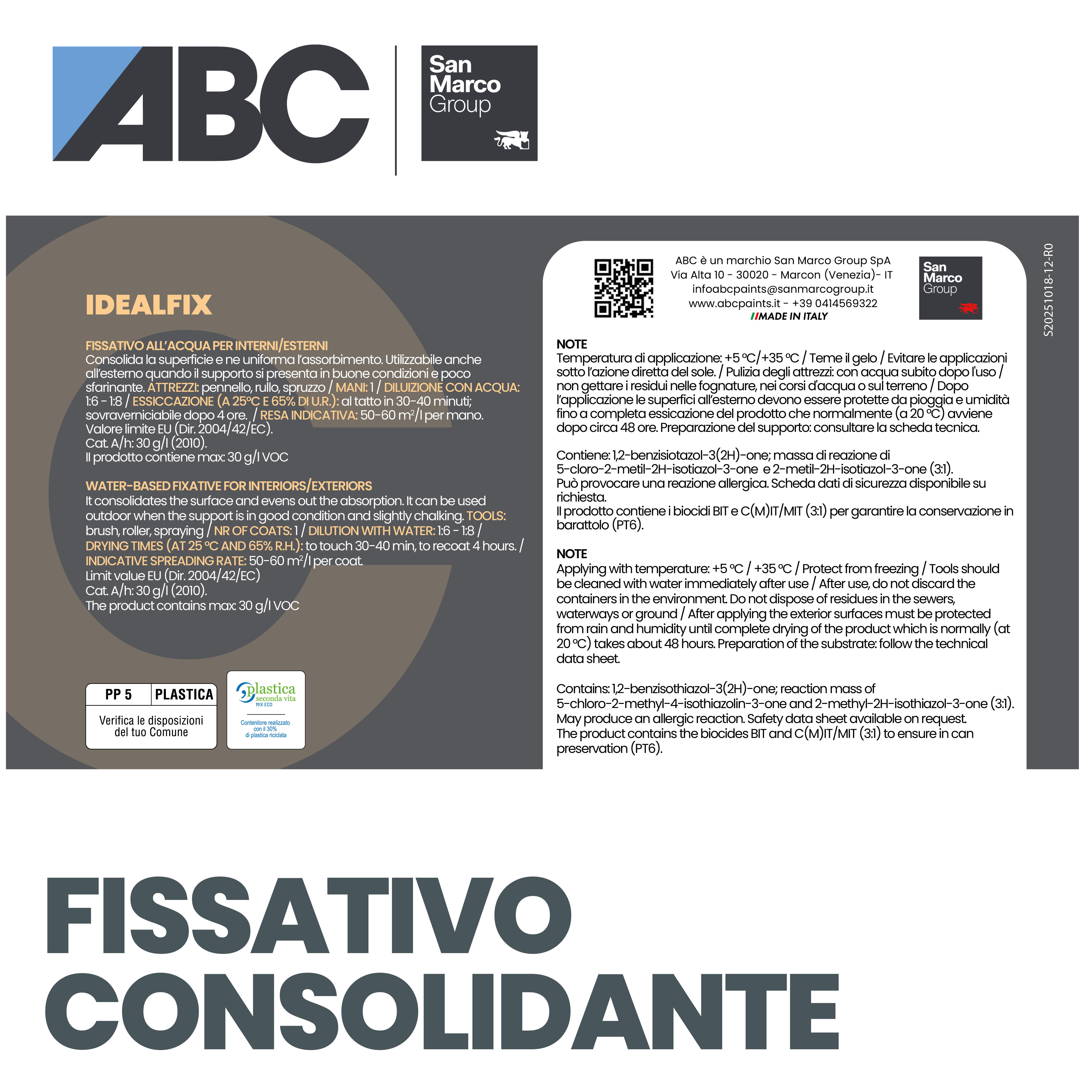Fissativo murale universale all'acqua ABC Idealfix 1 L - 2