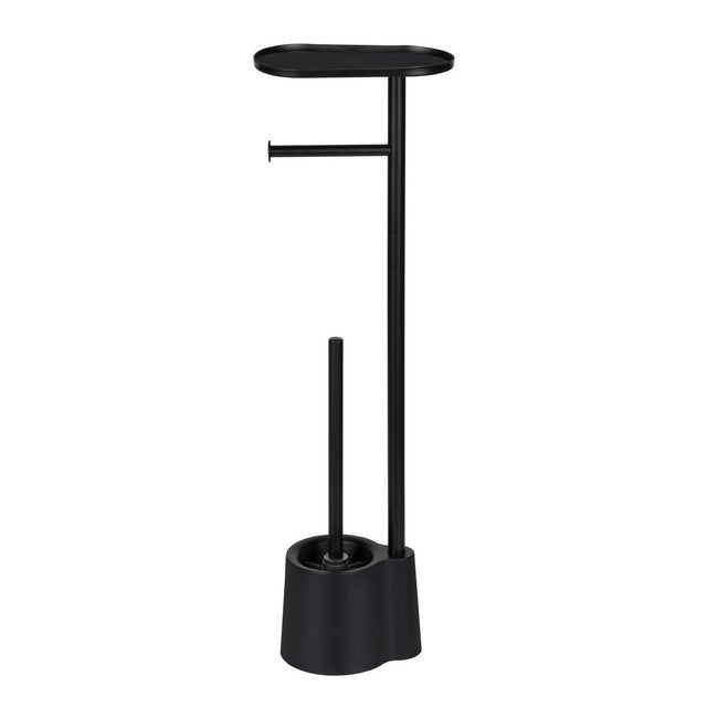 Piantana bagno Albella Combi con porta rotolo e portascopino, finitura nero