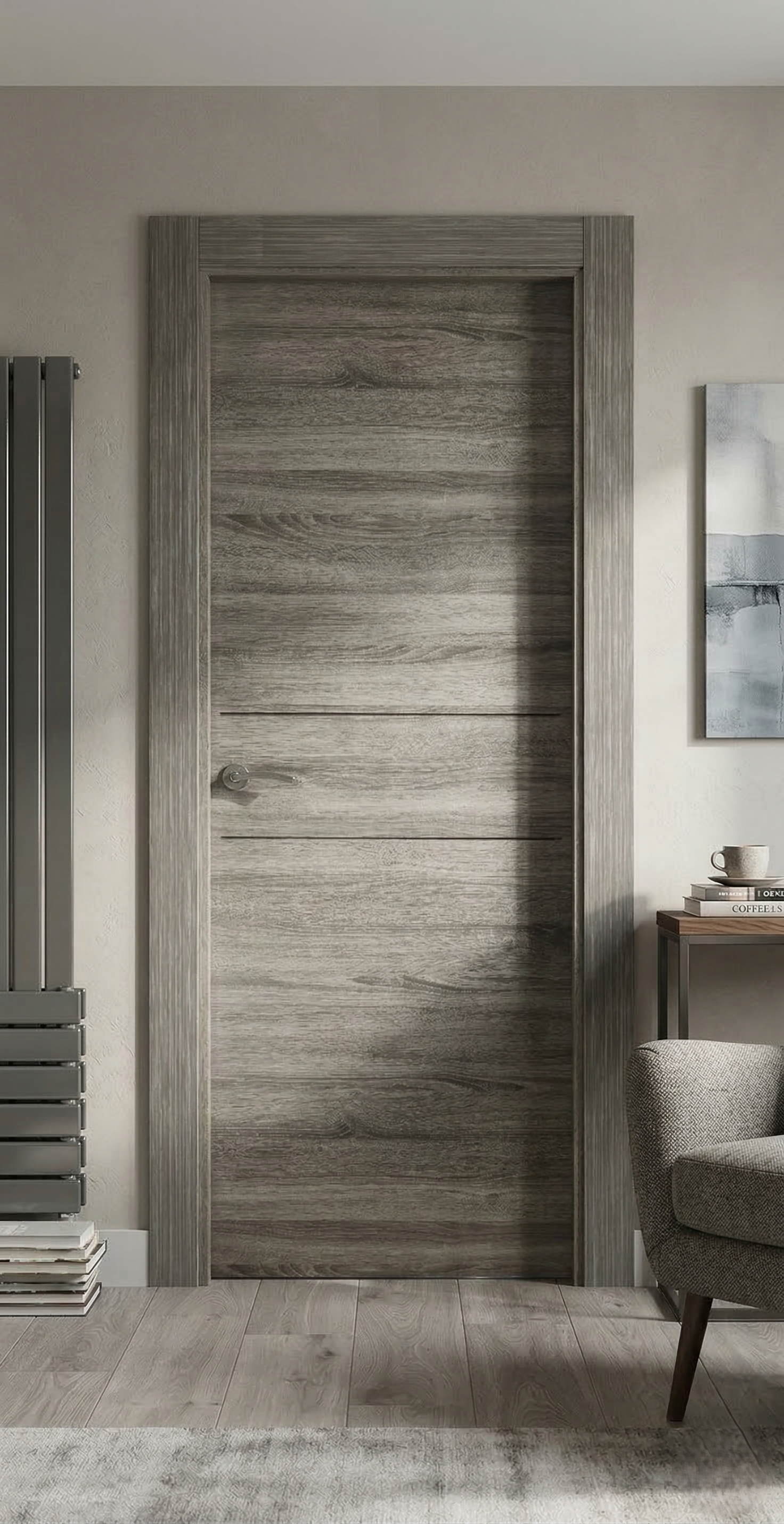 PUERTA ABATIBLE EN BLOCK MELAMINA GRIS T 72,5CM CIEGA DERECHA - 2