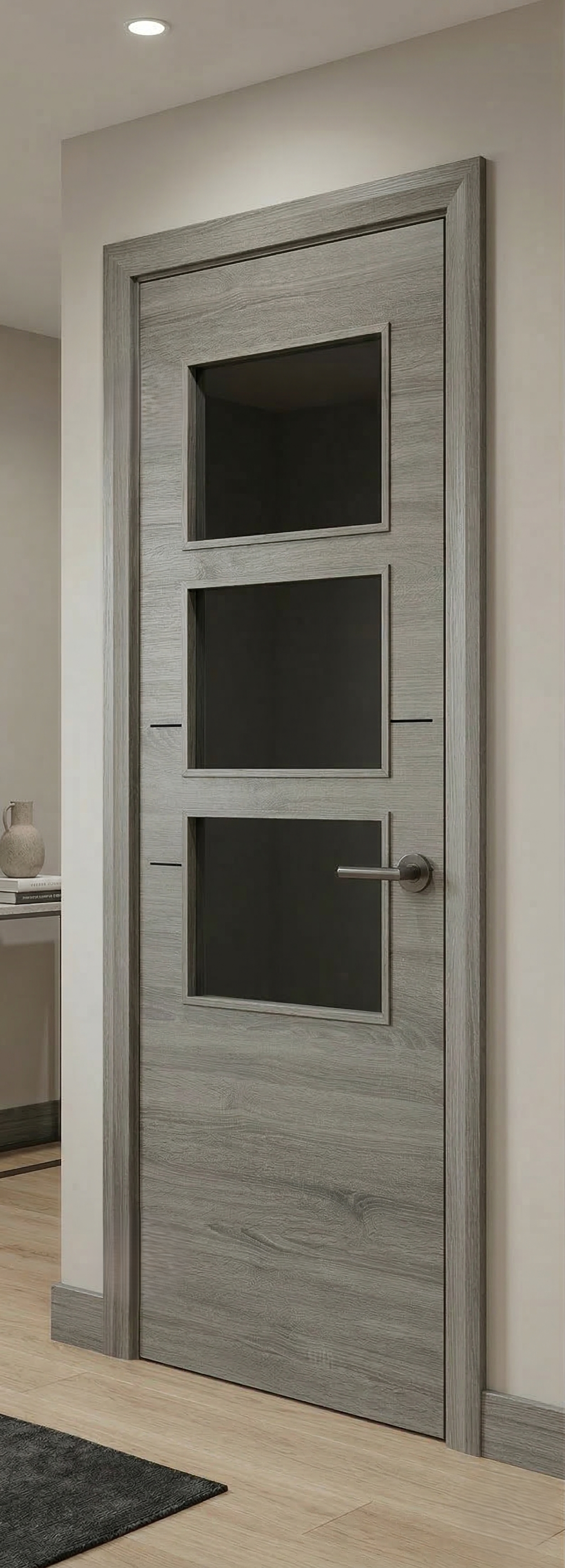 PUERTA ABATIBLE EN BLOCK MELAMINA GRIS T 80,5CM IZQUIERDA - 2