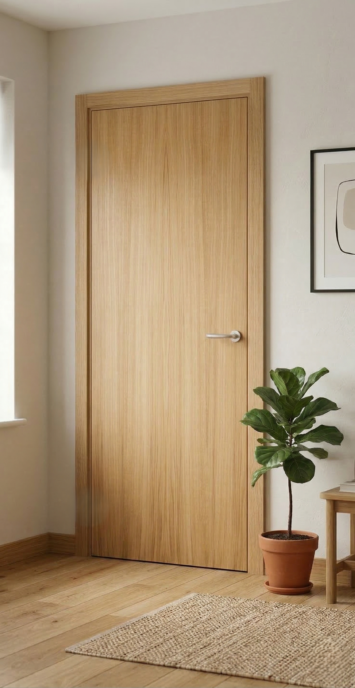 PUERTA  ABATIBLE EN BLOCK MELAMINA ROBLE P 92,5CM CIEGA IZQUIERDA - 2