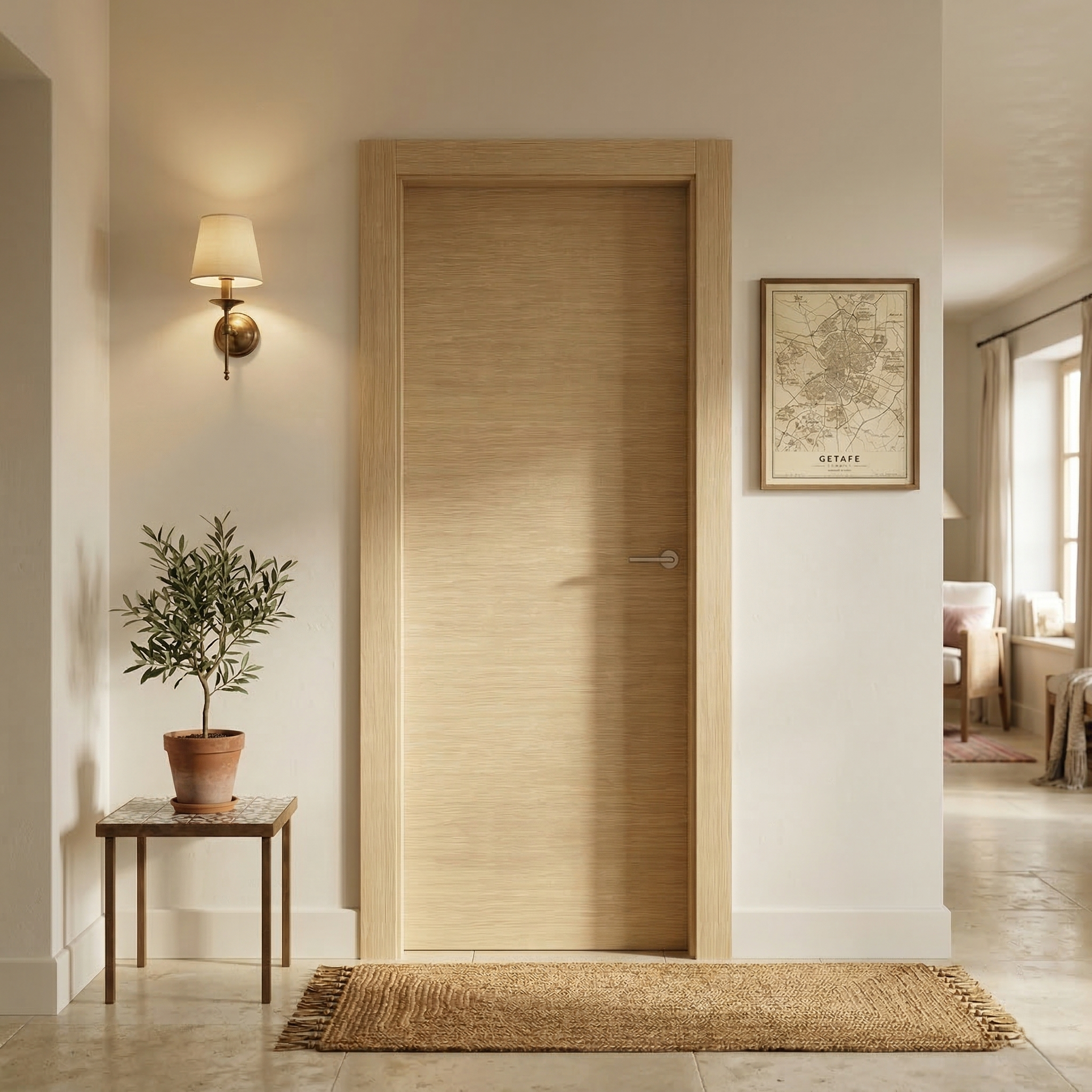 PUERTA ABATIBLE EN BLOCK BARNIZADA 62,5CM INTERIOR IZQUIERDA - 2