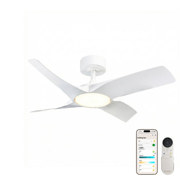 Ventilateur de plafond LED connecté silencieux, Siroco +, 91 cm, INSPIRE, blanc