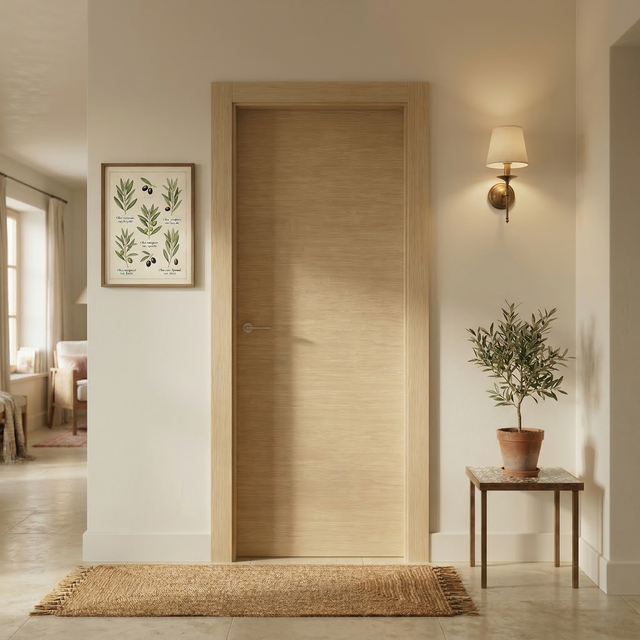 PUERTA INTERIOR EN BLOCK HORIZONTAL RECHAPADA ROBLE ACRISTALADA 82.5CM IZQUIERDA 