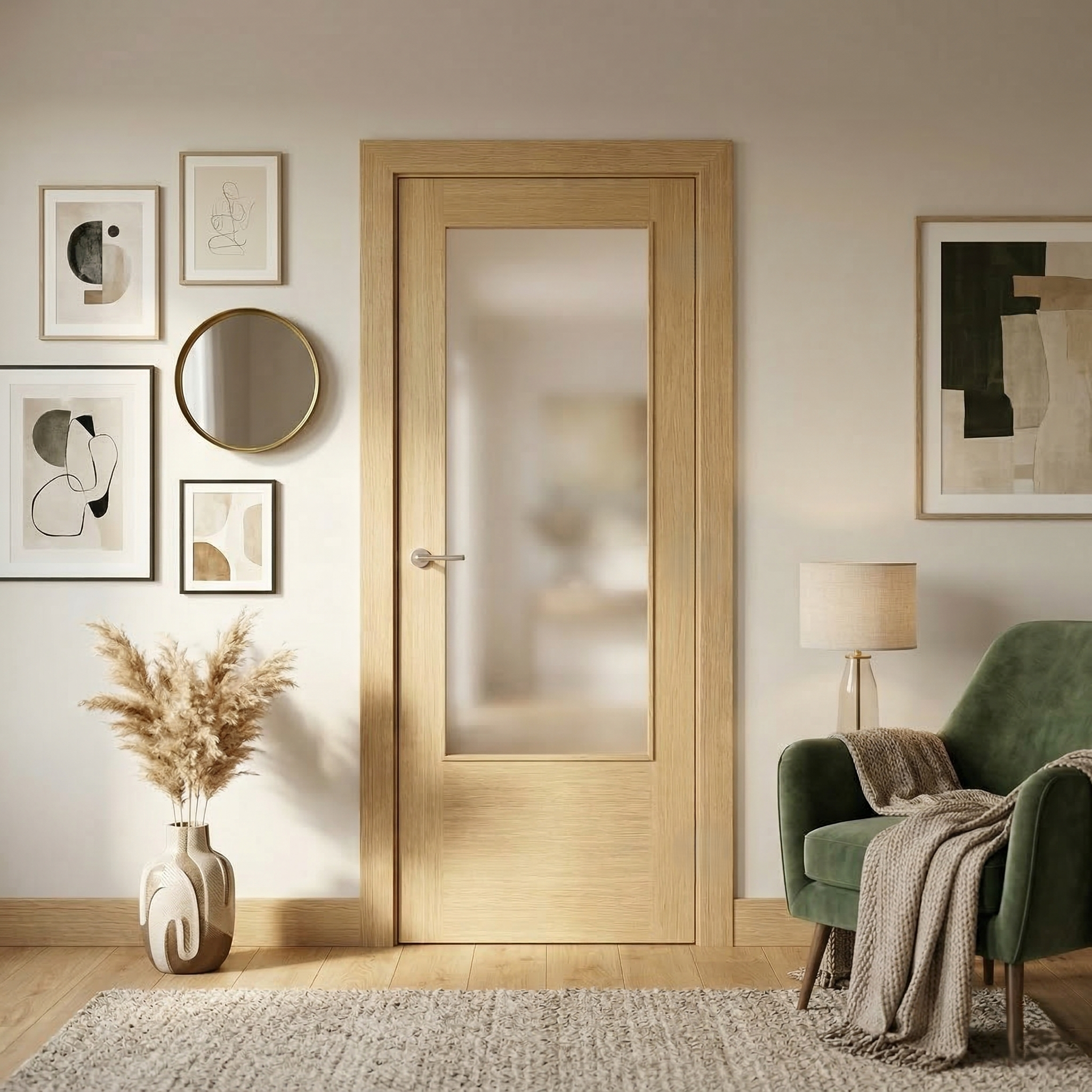 PUERTA ABATIBLE EN BLOCK BARNIZADA 72,5CM DERECHA - 2