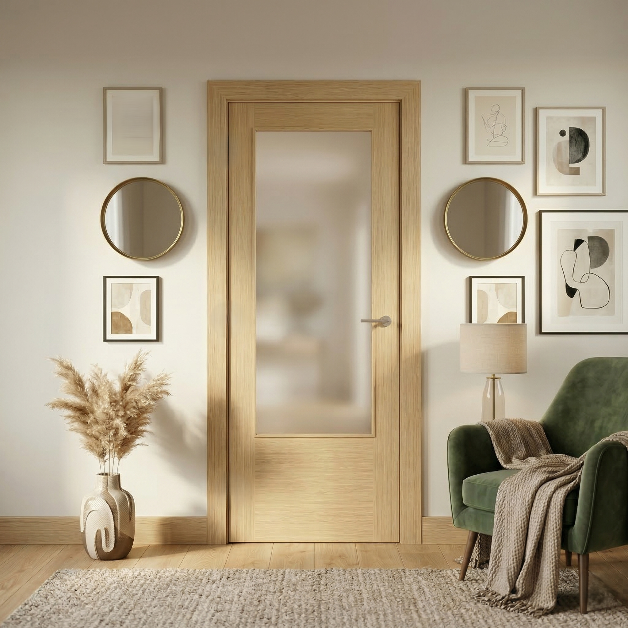 PUERTA ABATIBLE EN BLOCK BARNIZADA 82,5CM IZQUIERDA - 2