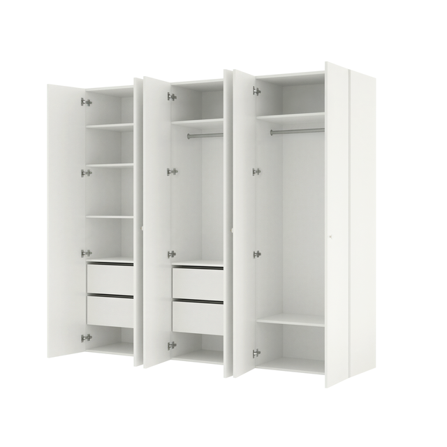 Armario 6 puertas abatibles Riga blanco SPACEO Evo'M blanco 240 x 230,4 x 54 cm (AnchoxAltoxFondo)
