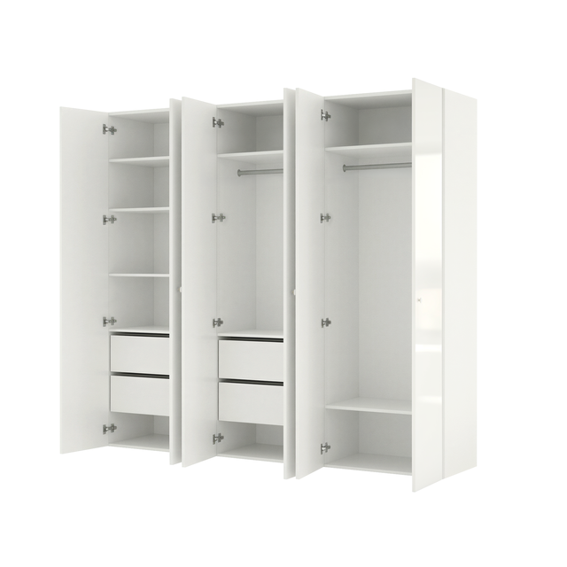 Armario 6 puertas abatibles Sevilla blanco SPACEO Evo'M Blanco 240 x 230,4 x 54 cm (AnchoxAltoxFondo)