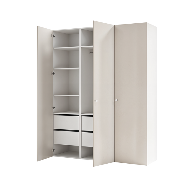 Armario 3 puertas abatibles Vienne lino SPACEO Evo'M blanco 180 x 230,4 x 54 cm (AnchoxAltoxFondo)