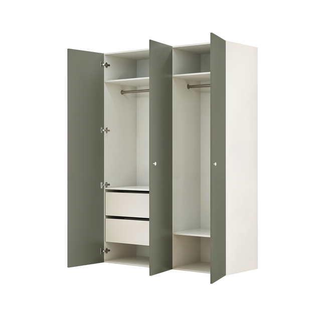 Armario 3 puertas abatibles Vienne verde SPACEO Evo'M blanco 140 x 230,4 x 54 cm (AnchoxAltoxFondo)