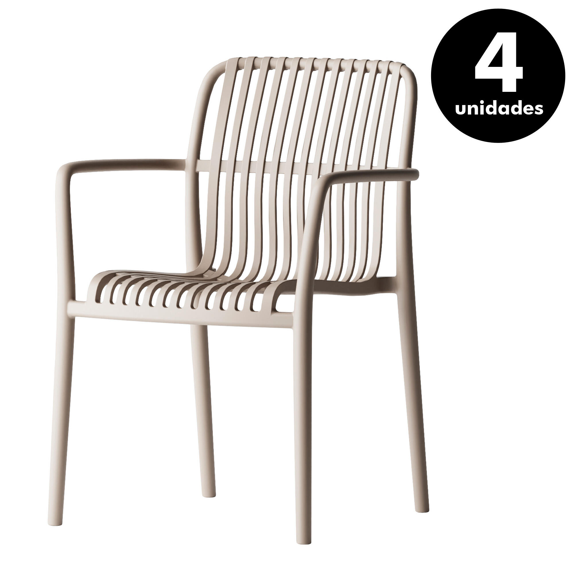 set de 4 sillas de jardin sin cojin de polipropileno envy gris naterial