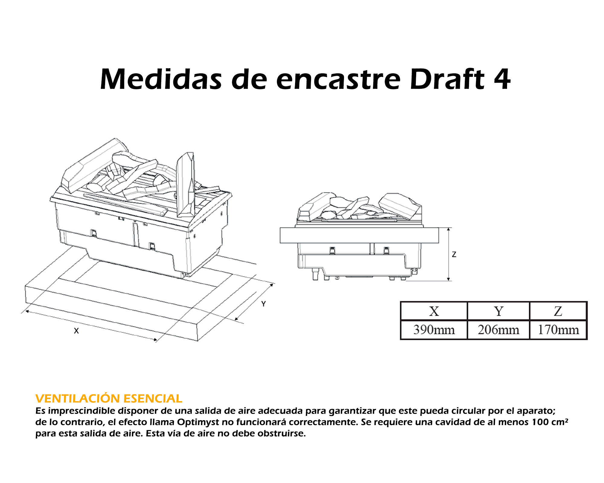 Chimenea eléctrica de vapor de agua DIMPLEX Draft 4 125w - 12