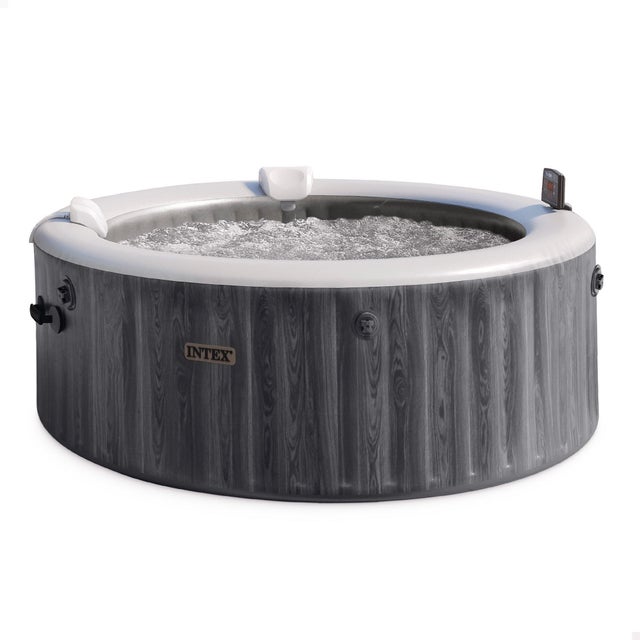 Spa de exterior hinchable gris redondo de ø196 x 71 cm para 4 personas con cubierta incluida y wifi INTEX