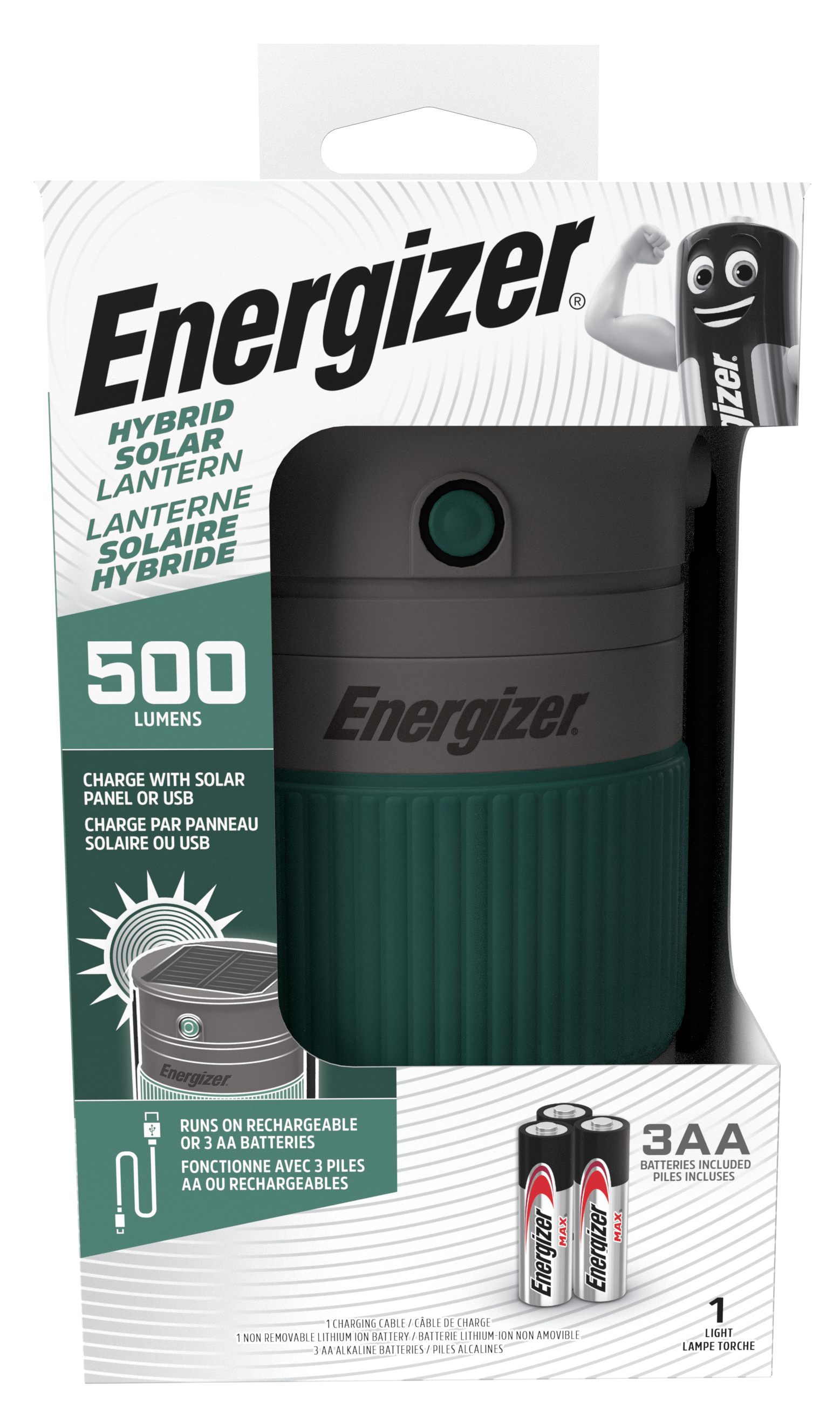 Linterna LED ENERGIZER camping híbrida-solar 500 lúmenes - 22