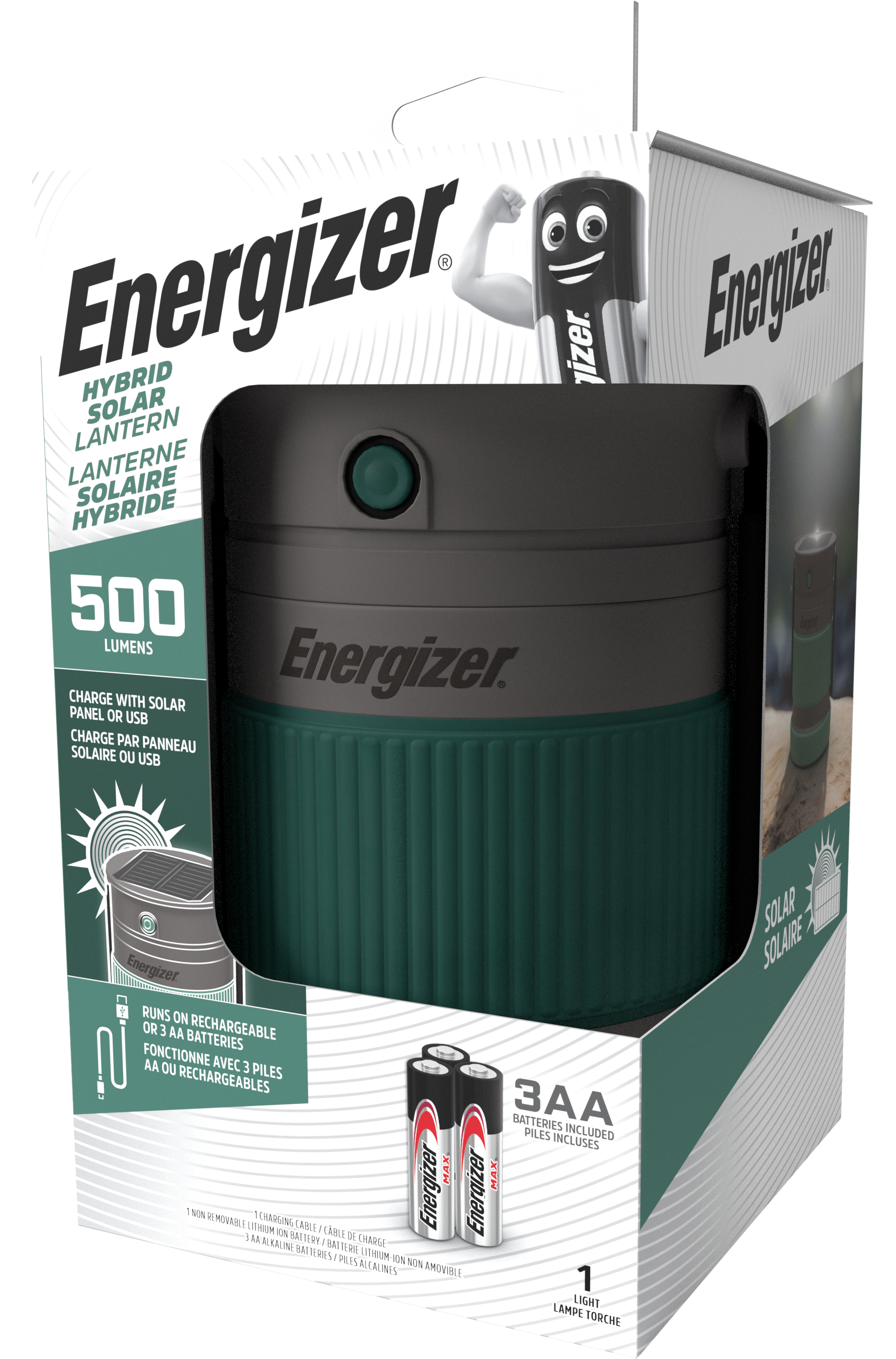 Linterna LED ENERGIZER camping híbrida-solar 500 lúmenes - 21