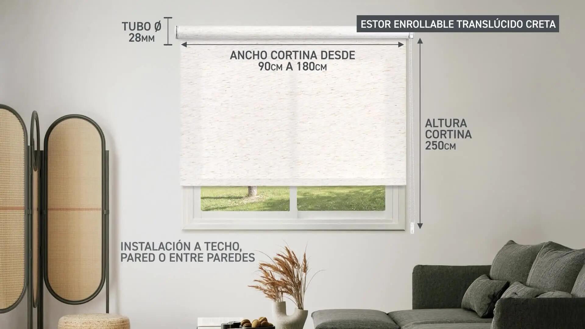 Estor enrollable translúcido Creta de 120x250 poliéster liso lino con cadena - 3