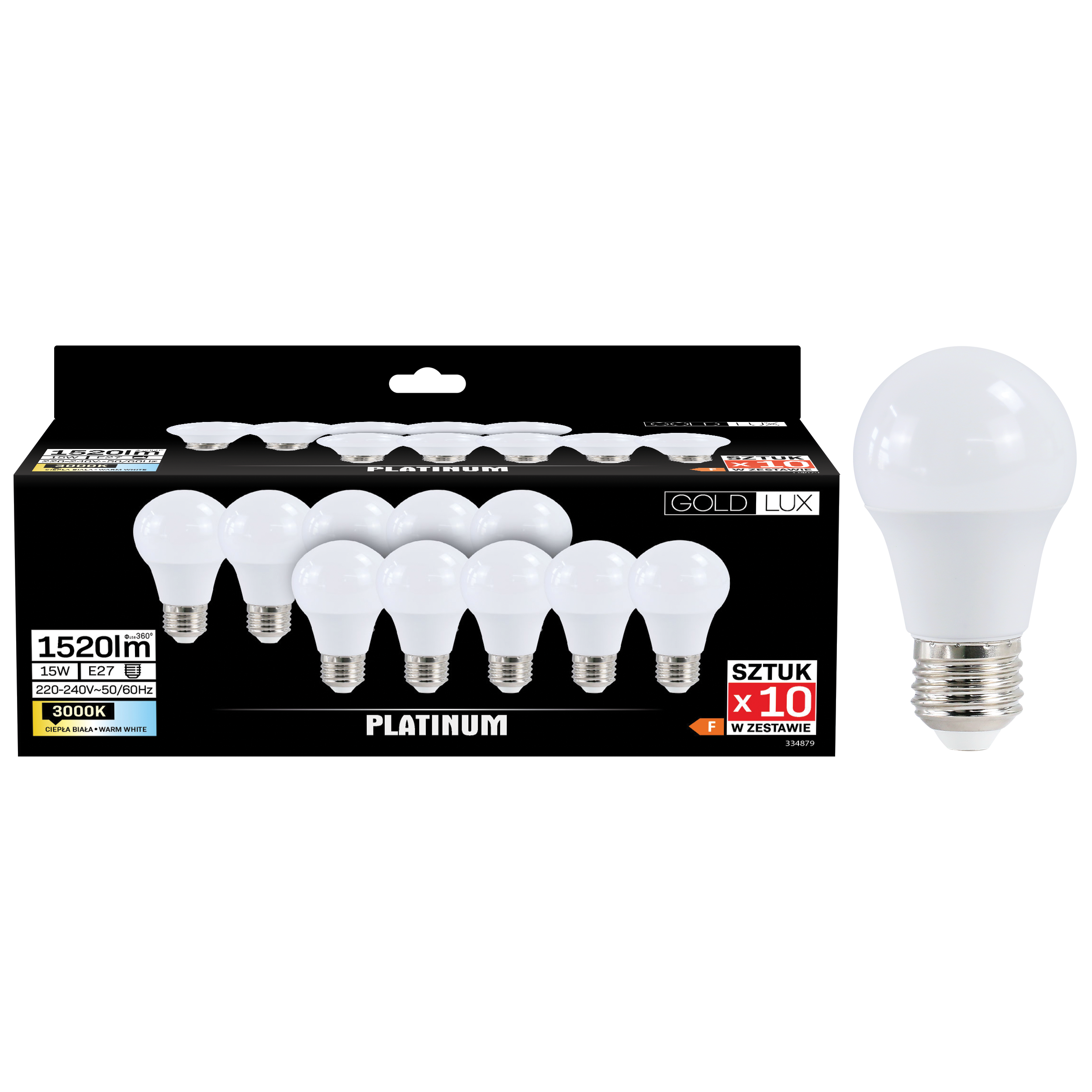 Żarówka LED E27 10 szt. 15 W 1520 lm Ciepła biel Goldlux