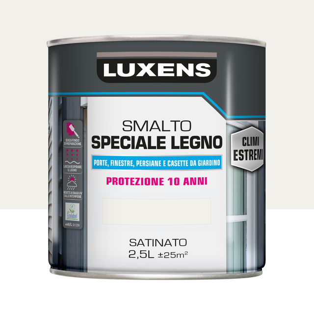 Vernice da esterno per legno LUXENS bianco ral9016 satinato, 2.5 l