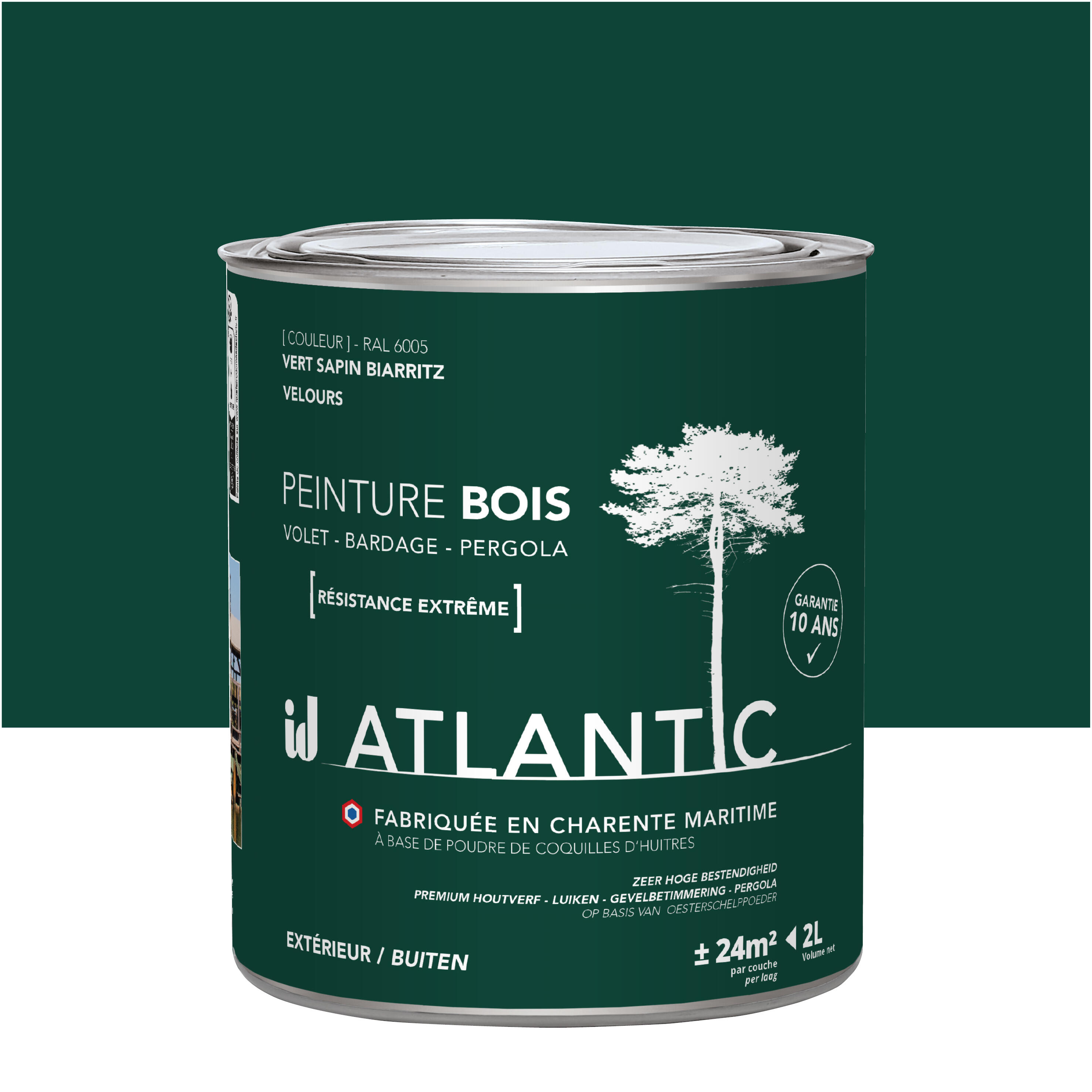 Peinture extérieure bois Atlantic vert sapin biarritz velours 2L ...