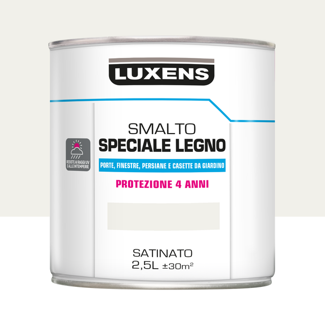 Vernice da esterno antigoccia per legno LUXENS bianco ral9016 satinato, 2.5 l