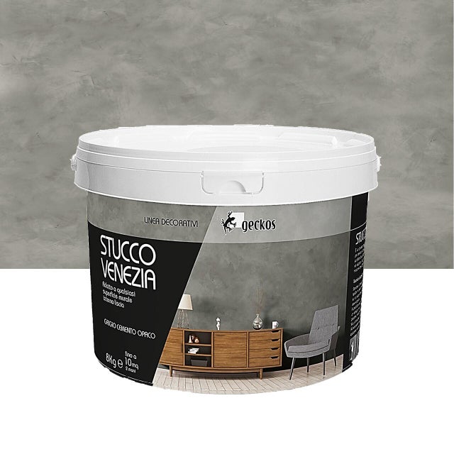 Pittura decorativa GECKOS stucco veneziano grigio cemento 8 kg