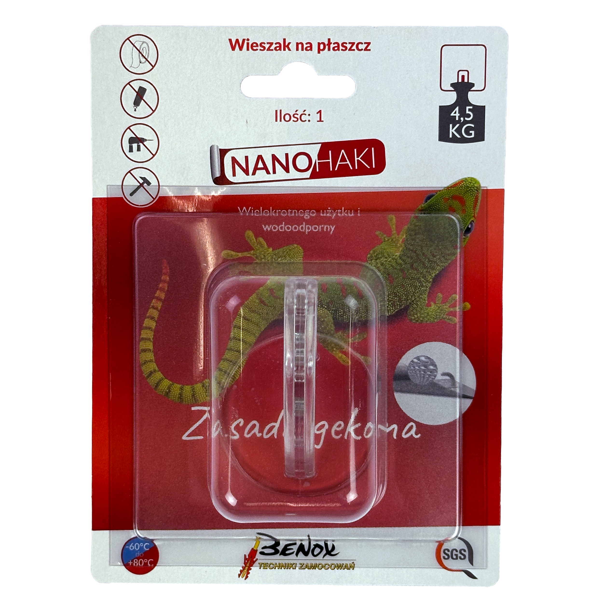 Haczyk samoprzylepny wieszak na płaszcz GMS12-11290 Benox