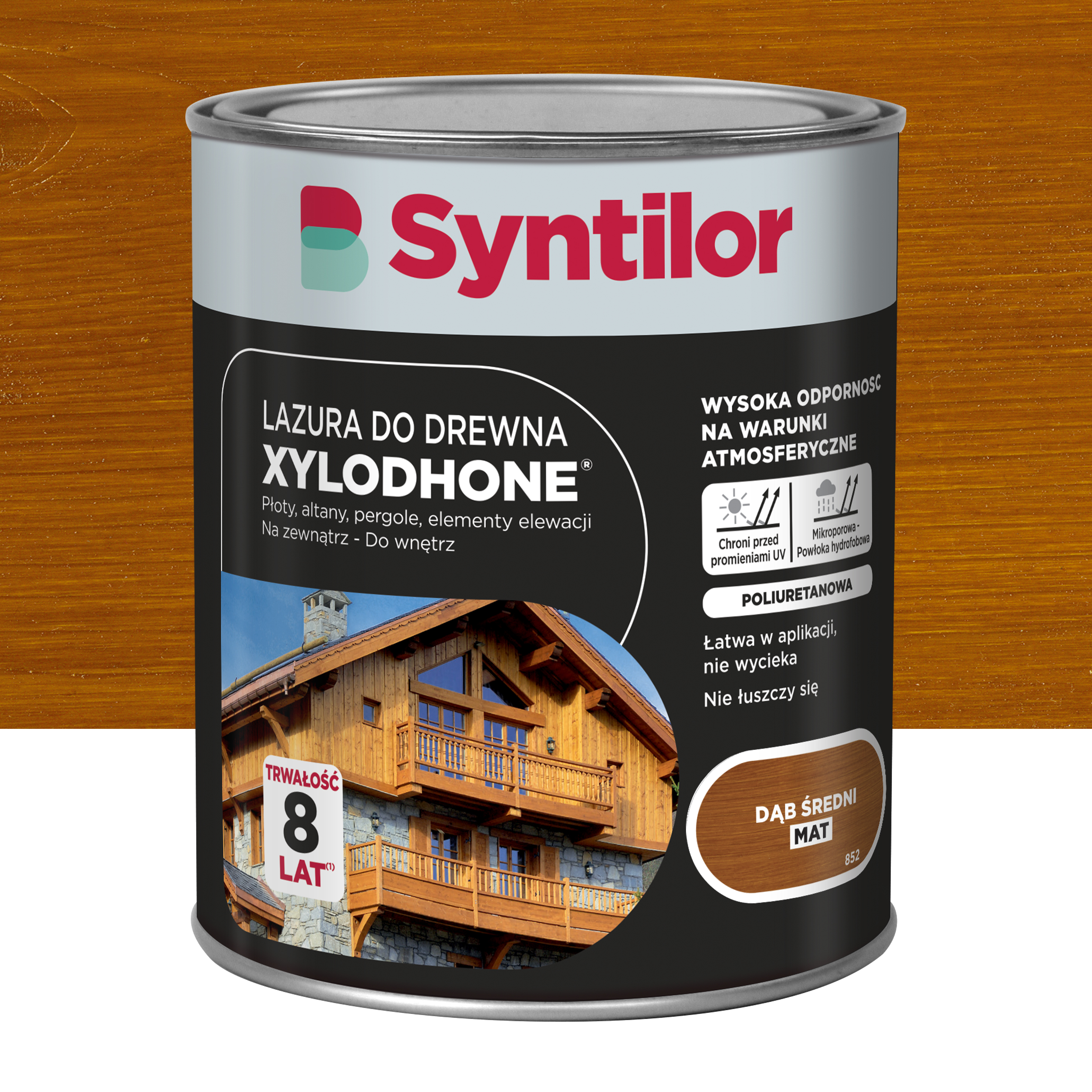 Lazura do drewna Xylodhone 1 l dąb średni mat 8 lat Syntilor