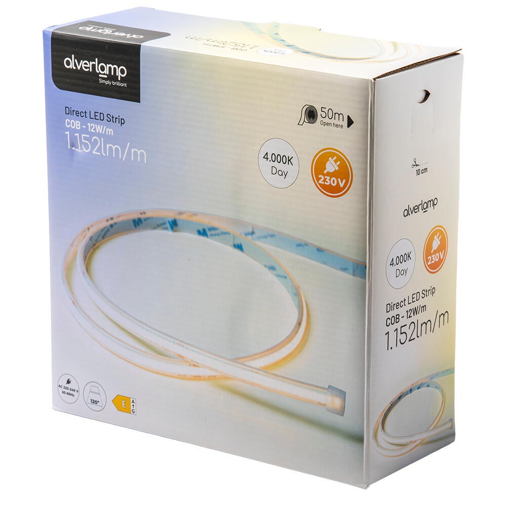 Tira LED por metro 220-240V COB ALVERLAMP IP65 apto para exteriores 1152 lm luz blanco neutro 4000K corte c/10cm - 2