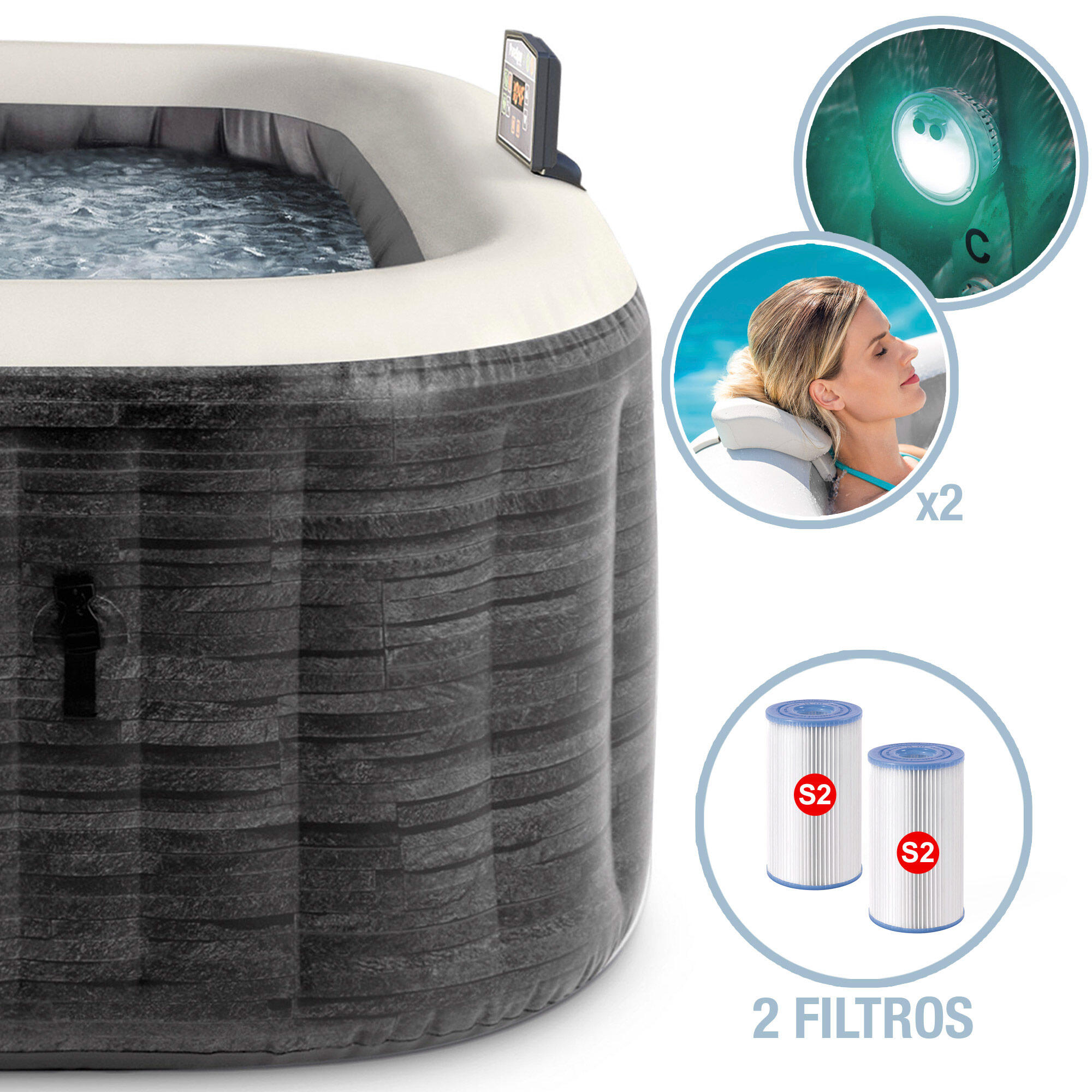 	
Spa nflável Greystron Delux 175x175x71 cm Intex - 6