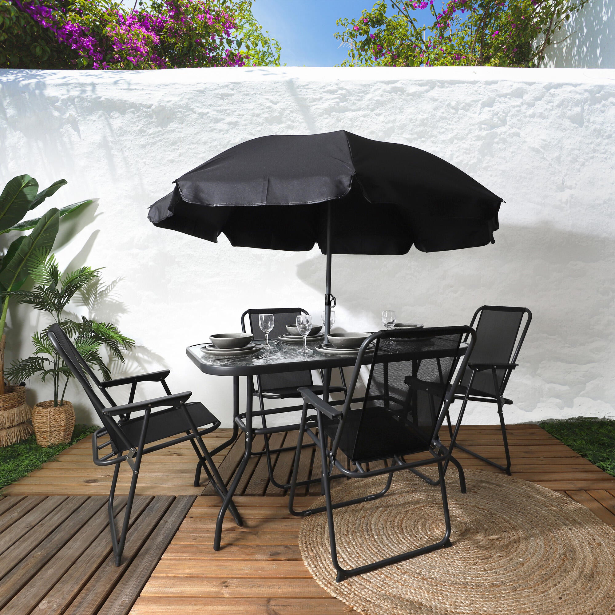 conjunto jardin para 4 comensales