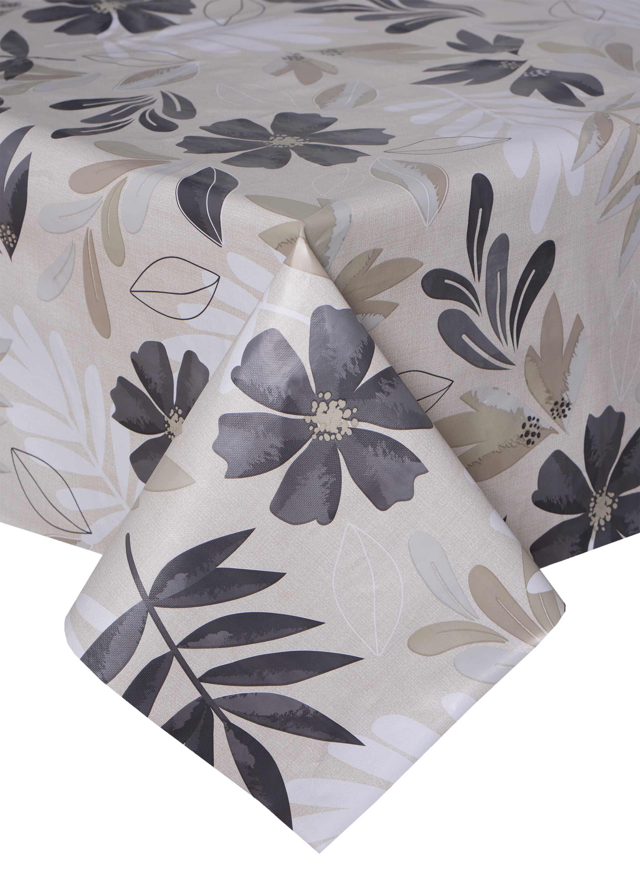 Obrus ceratowy Gordes 90 x 140 cm PVC beżowo-szary w kwiaty