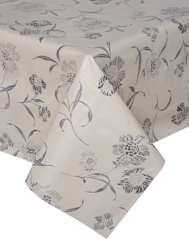 Obrus ceratowy Cremie 120 x 140 cm PVC beżowo-szary w kwiaty