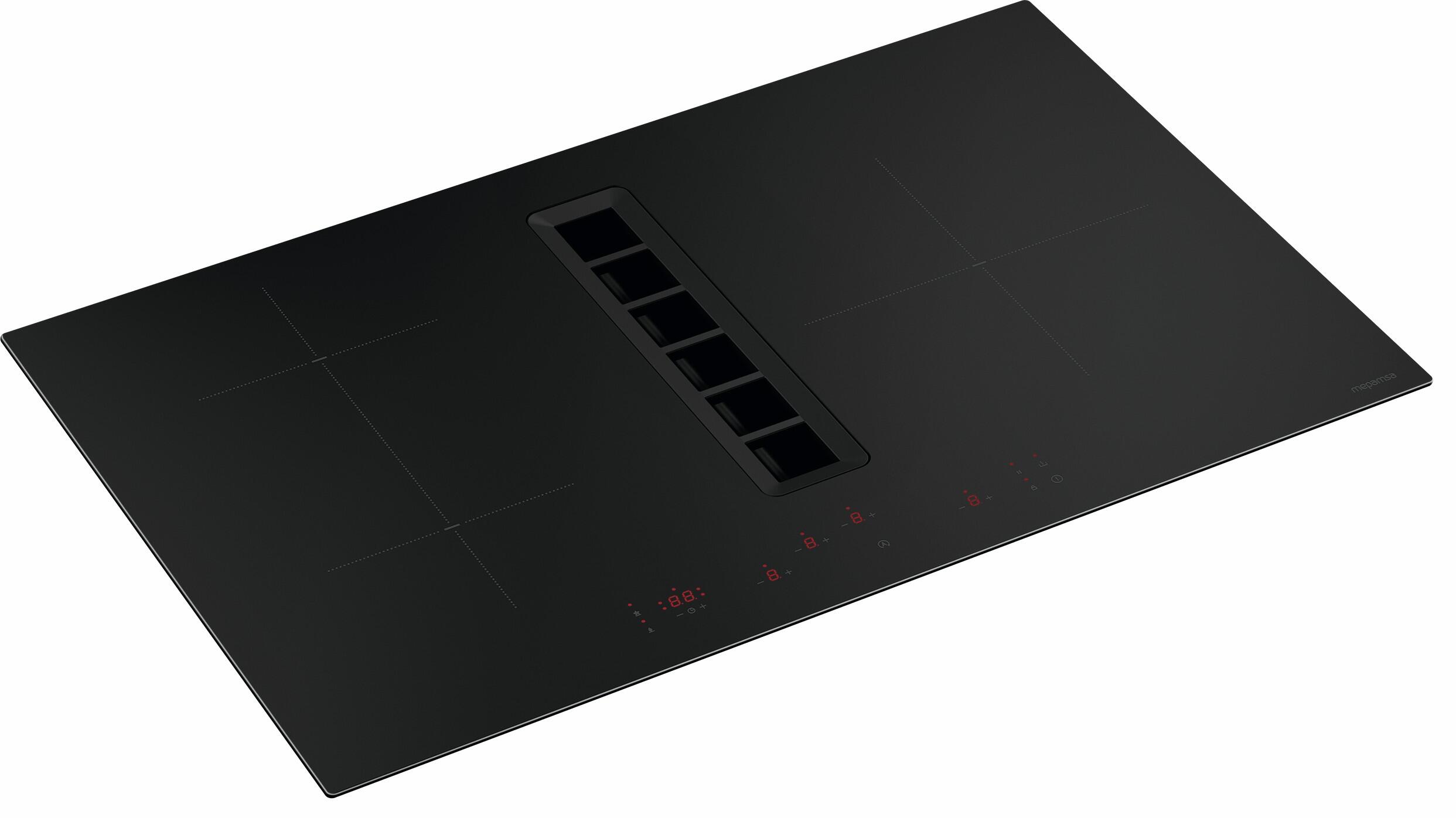 placa de induccion con extractor mepamsa indu value con 4 zonas de coccion y zona flex 7400w negro 70 cm