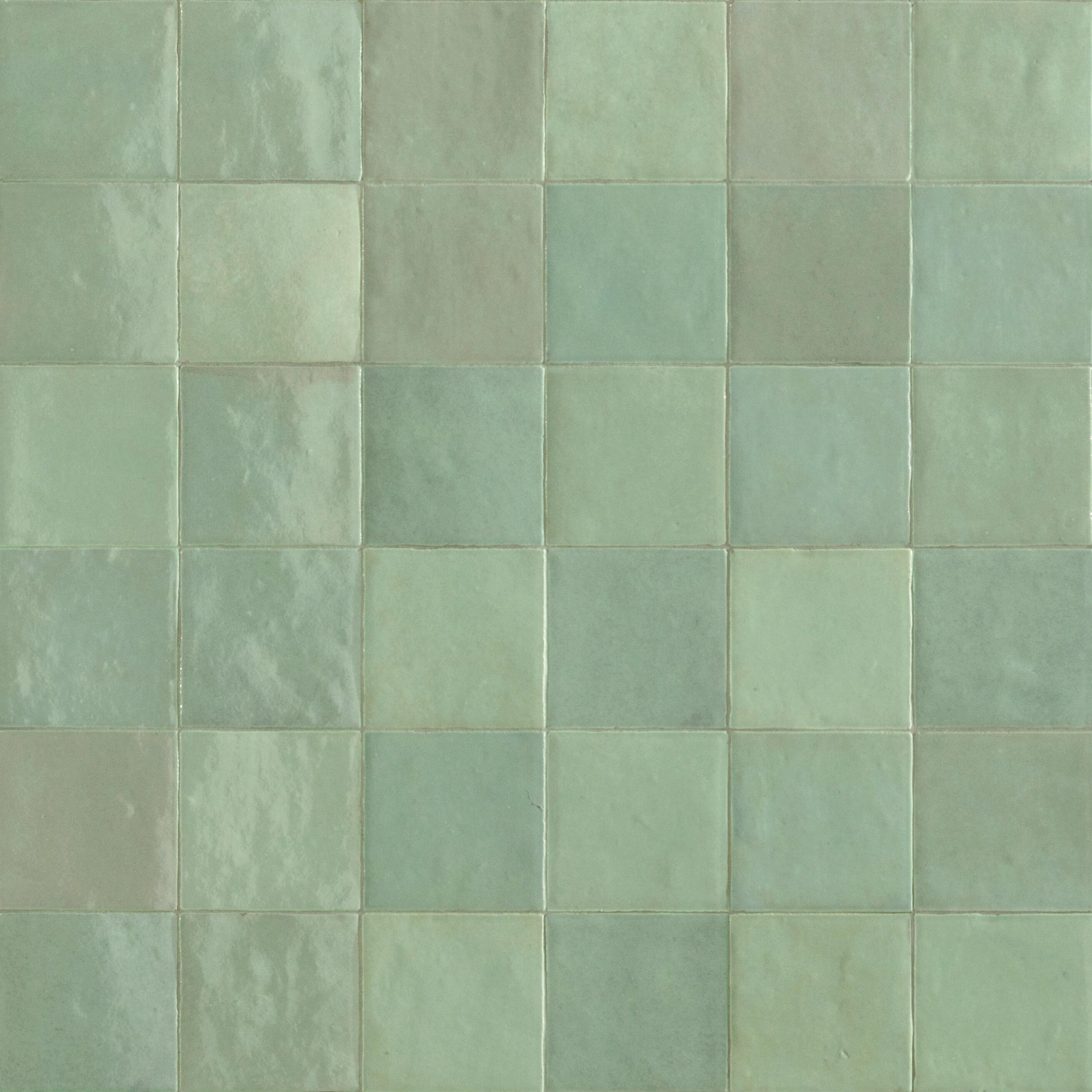 Piastrella da rivestimento interno in gres naturale 10 x 10 cm smaltato verde chiaro lucido Zelli Vert d'eau Sp. 10 mm 0.54 mq - 30