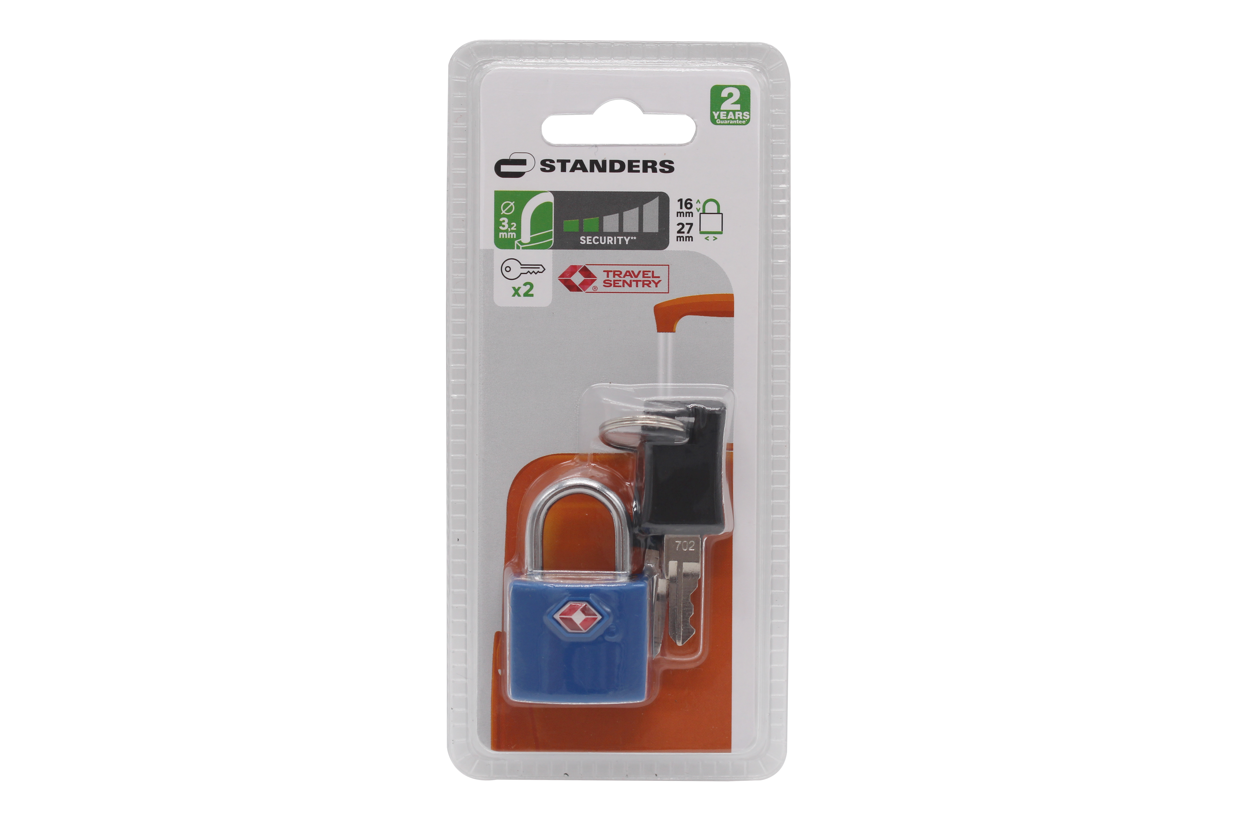 Cadenas avec clé TSA STANDERS acier, l.27 mm - 5