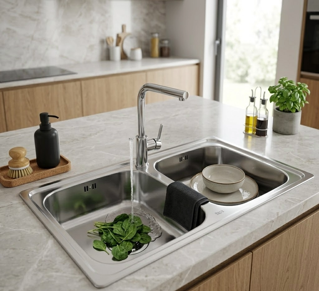 FREGADERO DE COCINA 2 SENOS TEKA CUADRADO 79 X 50 X 16 CM - 2