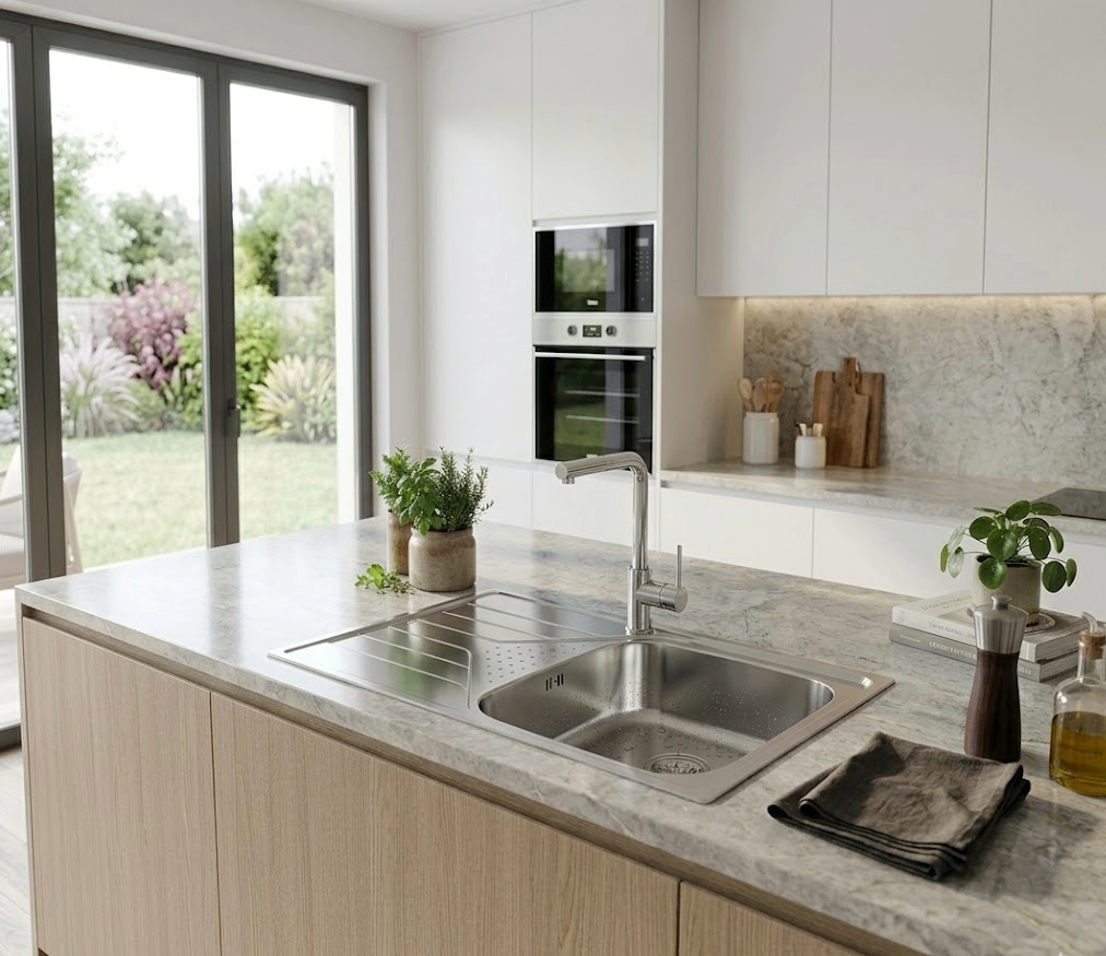 FREGADERO DE COCINA 1SENO + ESCURRIDOR TEKA CUADRADO 79X50X19 CM - 3