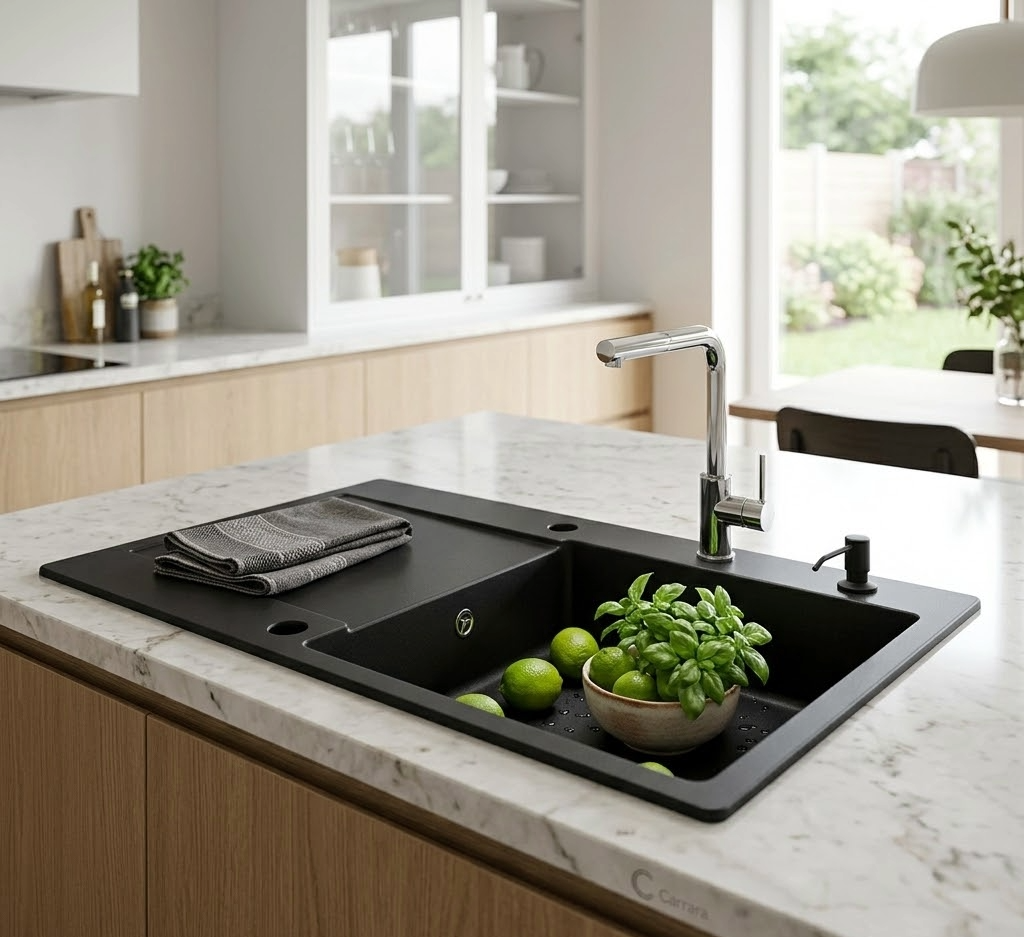 FREGADERO 1 SENO + ESCURRIDOR CUADRADO RESINA  78 X 49,5 X 19 CM - 2