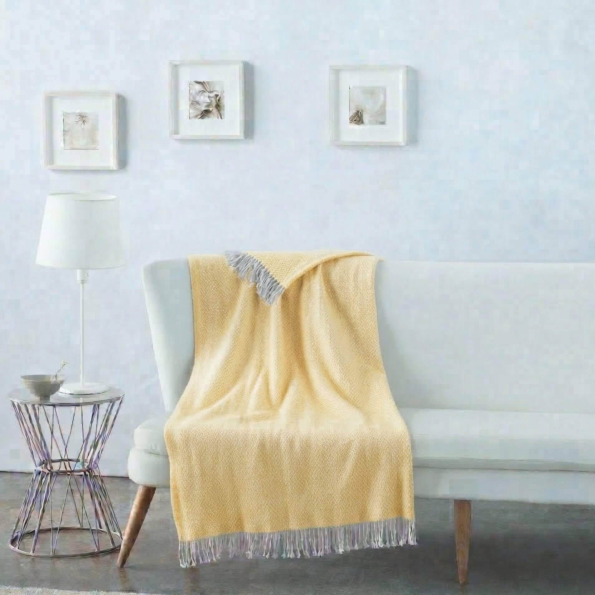 Manta algodón rectangular amarillo de 130x170 cm