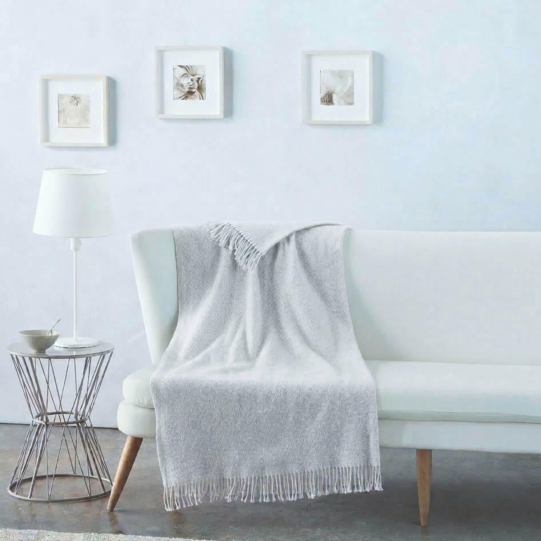 Manta algodón rectangular gris de 130x170 cm