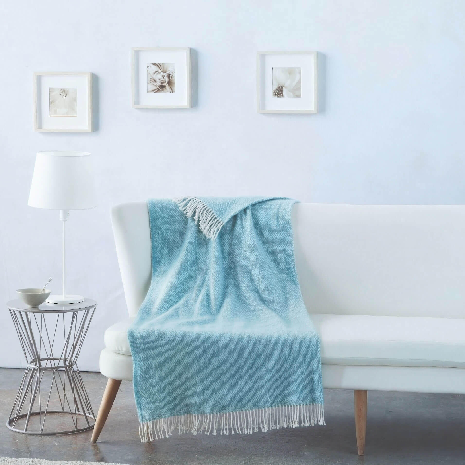 Manta algodón rectangular azul de 130x170 cm