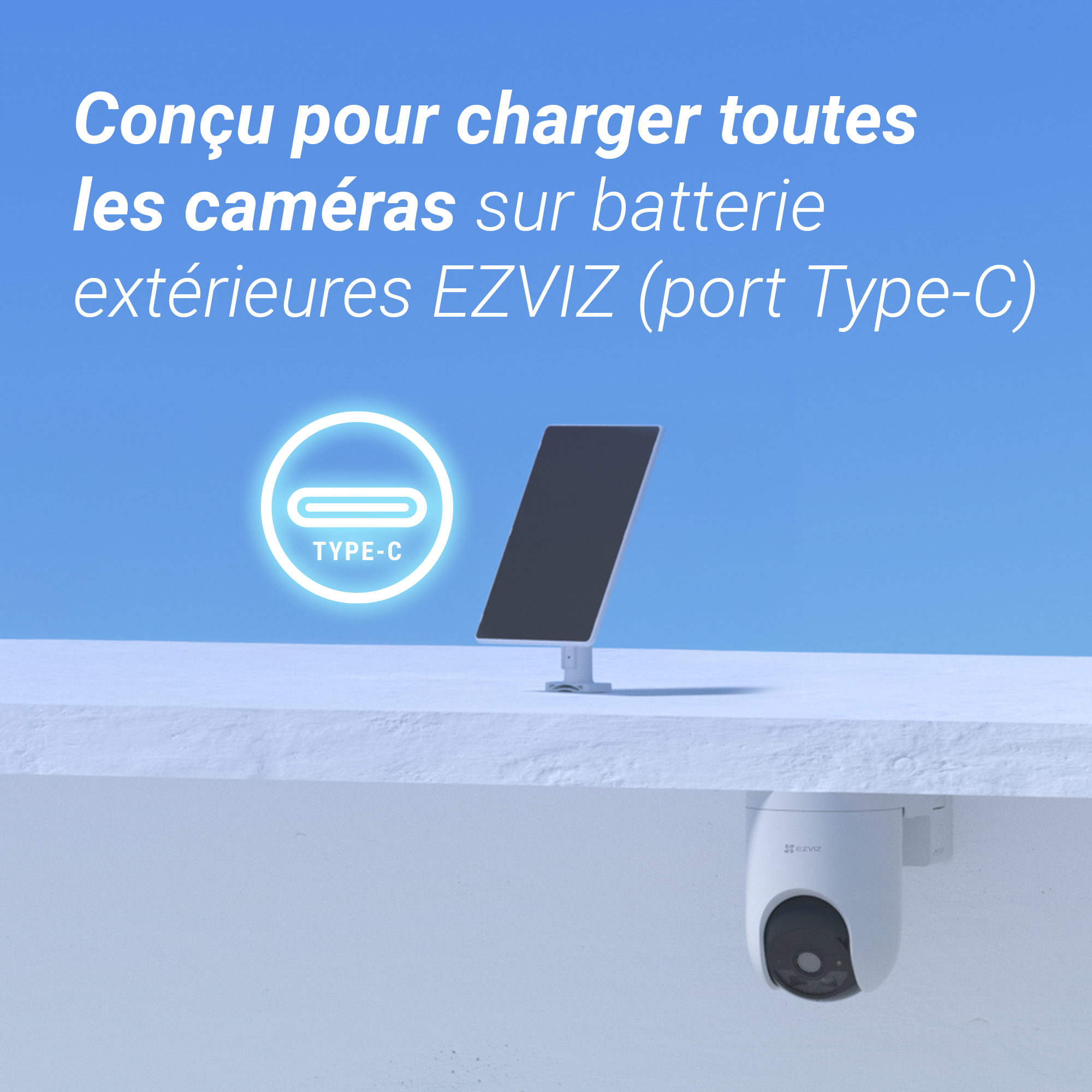 Panneau solaire 5W pour caméra Ezviz sur batterie avec port USB-C - 4