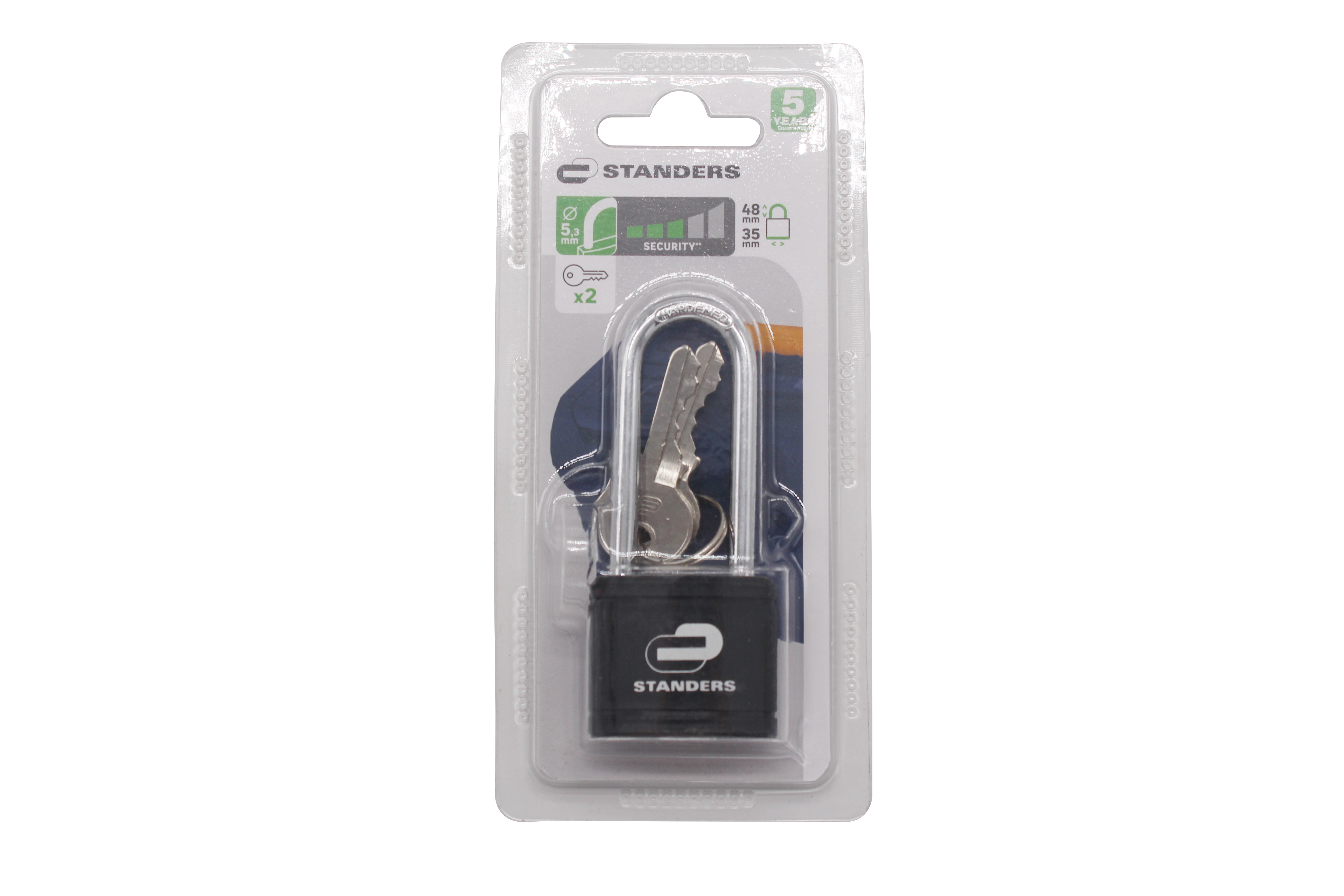 Cadeado Standers com 2 chaves 35 mm largo preto - 3