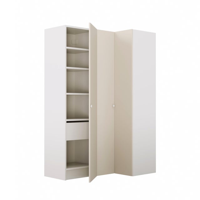 Armario rincón 3 puertas abatibles Vienne Lino SPACEO Evo'M Blanco 154 / 96 x 230,4 x 56 cm (AnchoxAltoxFondo)