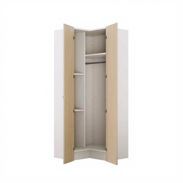 Armario 2 puertas abatible Riga Roble SPACEO Evo'M blanco 94/96 x 230,4 x 54 cm (AnchoxAltoxFondo)