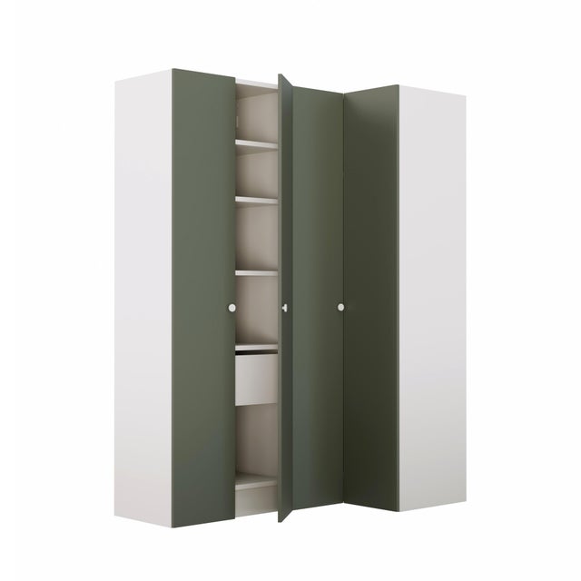 Armario rincón 4 puertas abatibles Vienne Verde SPACEO Evo'M Blanco 174 / 96 x 230,4 x 56 cm (AnchoxAltoxFondo)