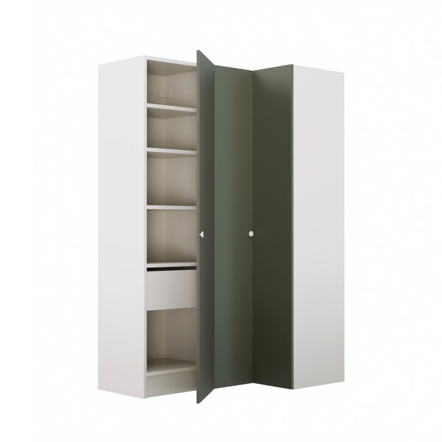Armario rincón 3 puertas abatibles Vienne Verde SPACEO Evo'M Blanco 154 / 96 x 230,4 x 56 cm (AnchoxAltoxFondo)