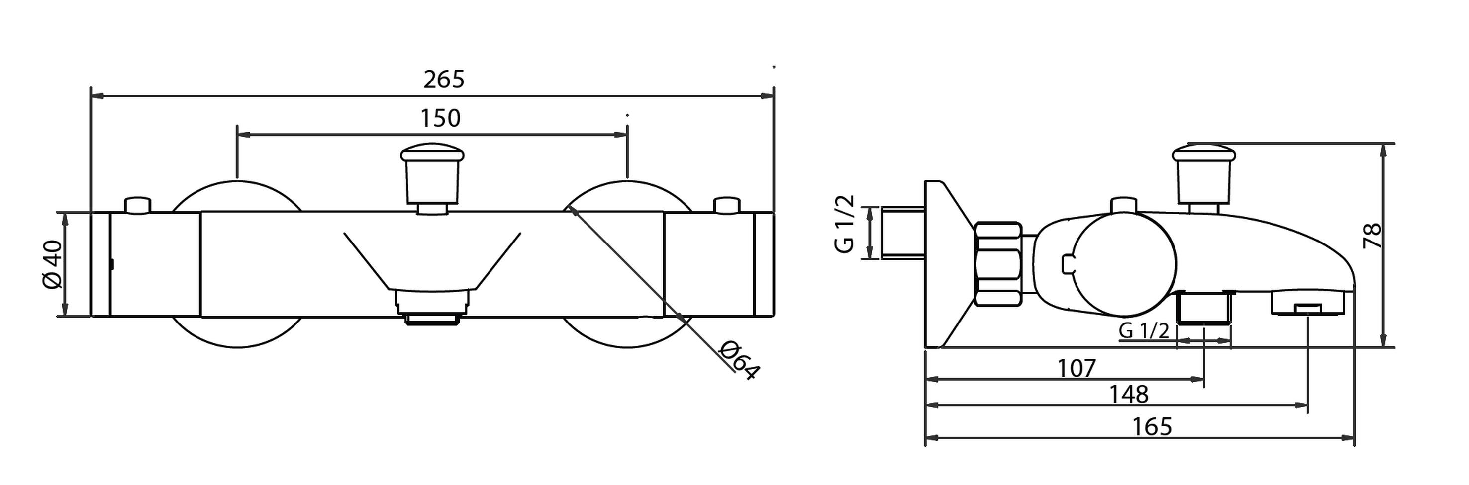 Mitigeur de bain thermostatique chromé - Dali - 3